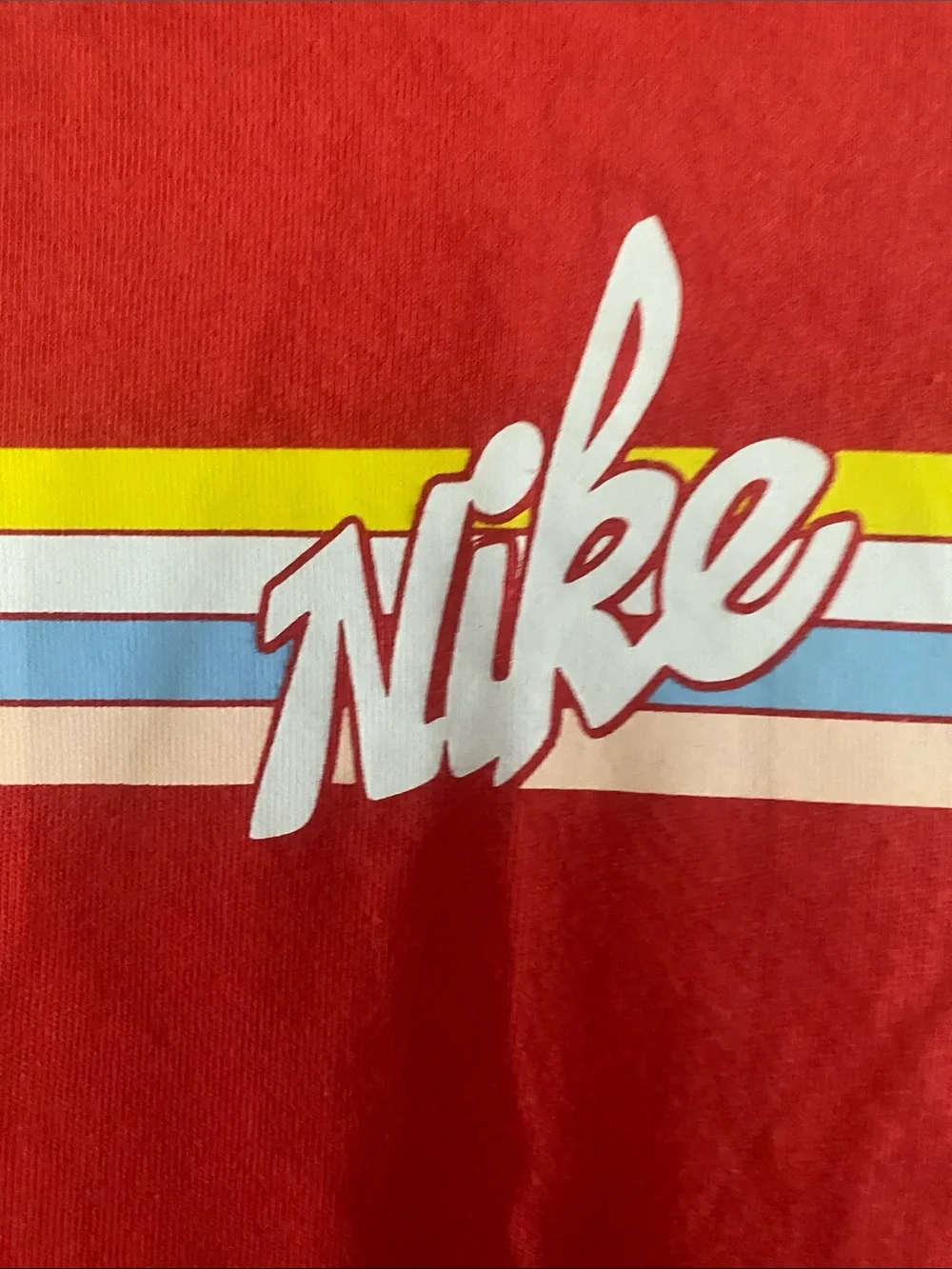 Nike Red Sleeveless Tie-Waist Romper with Multicolor Stripe
